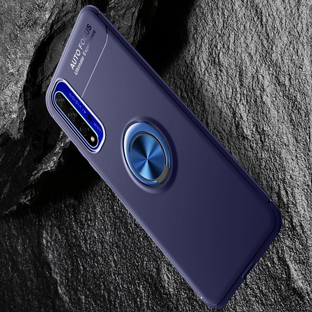 Силиконовый Чехол для Магнитного Держателя с Кольцом для Пальца Подставкой для Huawei Nova 5T Синий