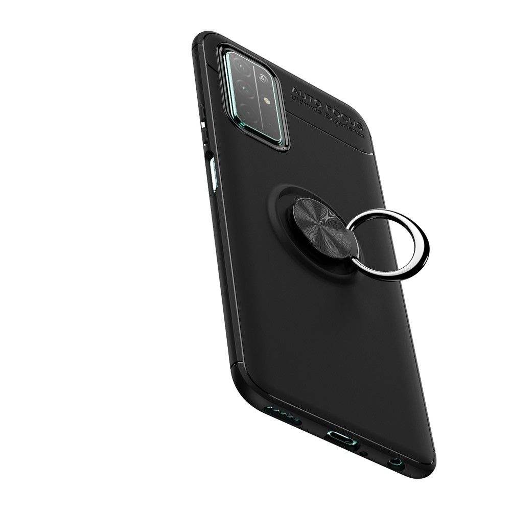 Силиконовый Чехол для Магнитного Держателя с Кольцом для Пальца Подставкой для Huawei Honor 30 Черный