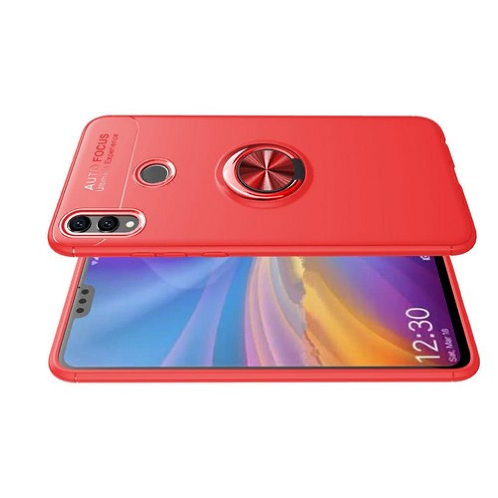 Силиконовый Чехол для Магнитного Держателя с Кольцом для Пальца Подставкой для Huawei Honor 8X Красный