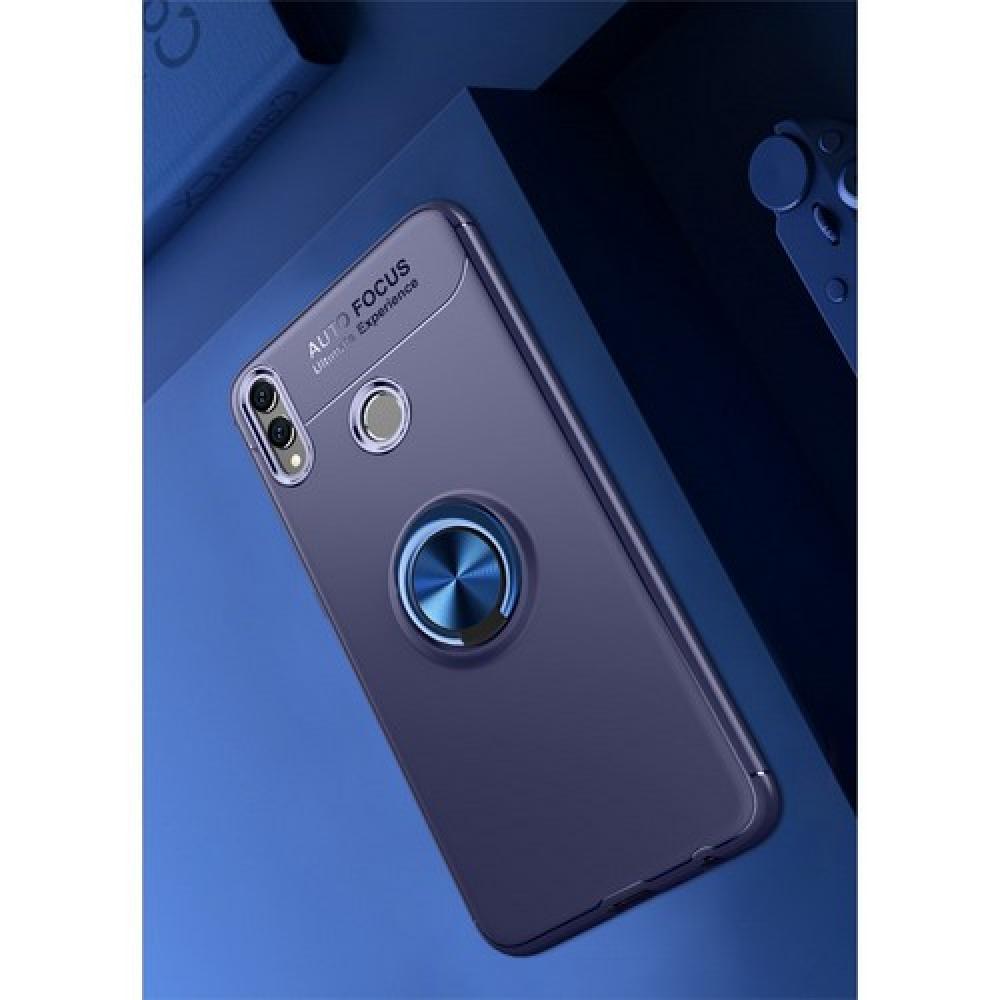 Силиконовый Чехол для Магнитного Держателя с Кольцом для Пальца Подставкой для Huawei Honor 8X Синий