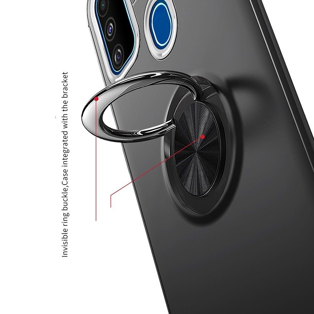 Силиконовый Чехол для Магнитного Держателя с Кольцом для Пальца Подставкой для Huawei Honor 9A Красный / Черный
