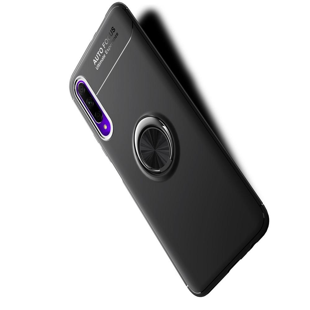 Силиконовый Чехол для Магнитного Держателя с Кольцом для Пальца Подставкой для Huawei Honor 9X Pro / Honor 9X Черный