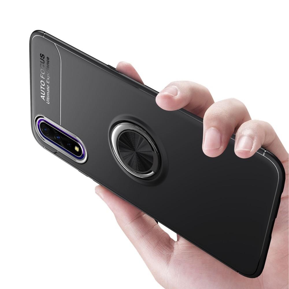 Силиконовый Чехол для Магнитного Держателя с Кольцом для Пальца Подставкой для Huawei Honor 9X Pro / Honor 9X Черный