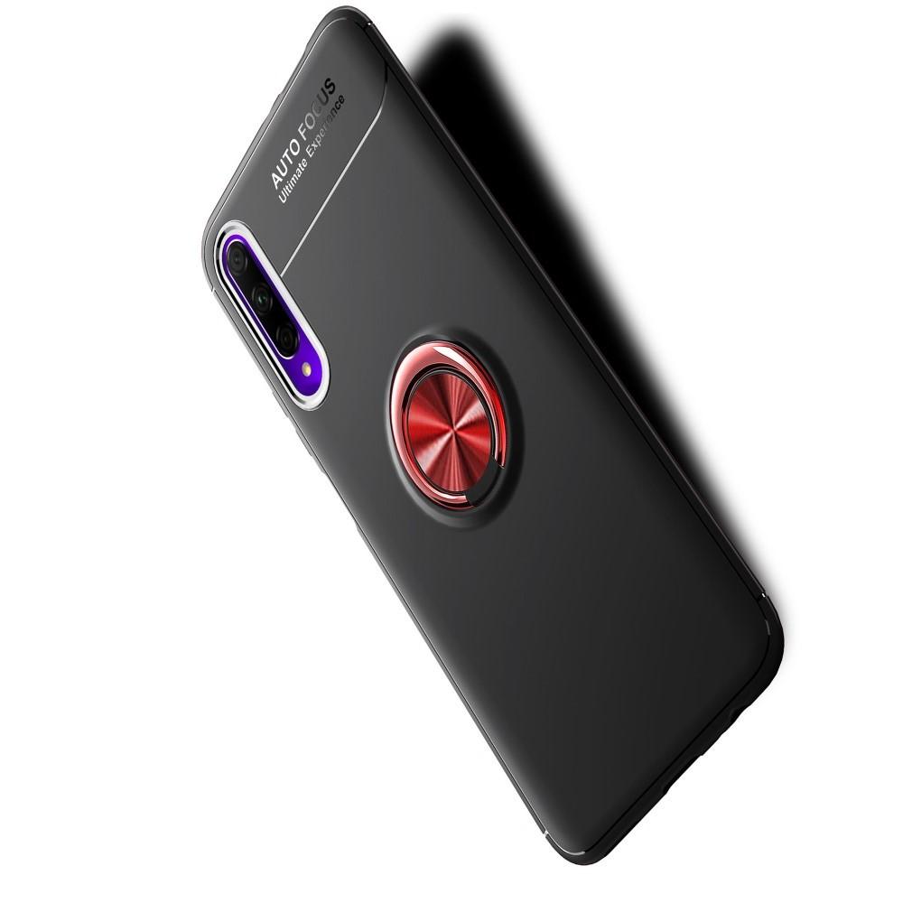 Силиконовый Чехол для Магнитного Держателя с Кольцом для Пальца Подставкой для Huawei Honor 9X Pro / Honor 9X Красный / Черный
