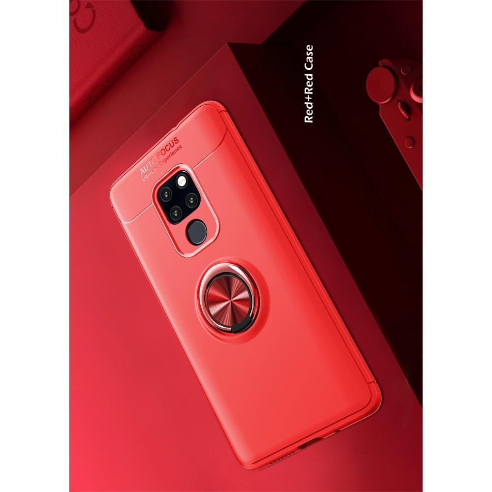 Силиконовый Чехол для Магнитного Держателя с Кольцом для Пальца Подставкой для Huawei Mate 20 Красный