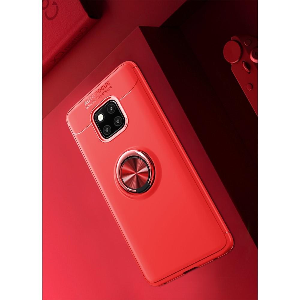Силиконовый Чехол для Магнитного Держателя с Кольцом для Пальца Подставкой для Huawei Mate 20 Pro Красный