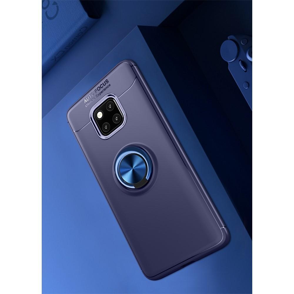 Силиконовый Чехол для Магнитного Держателя с Кольцом для Пальца Подставкой для Huawei Mate 20 Pro Синий