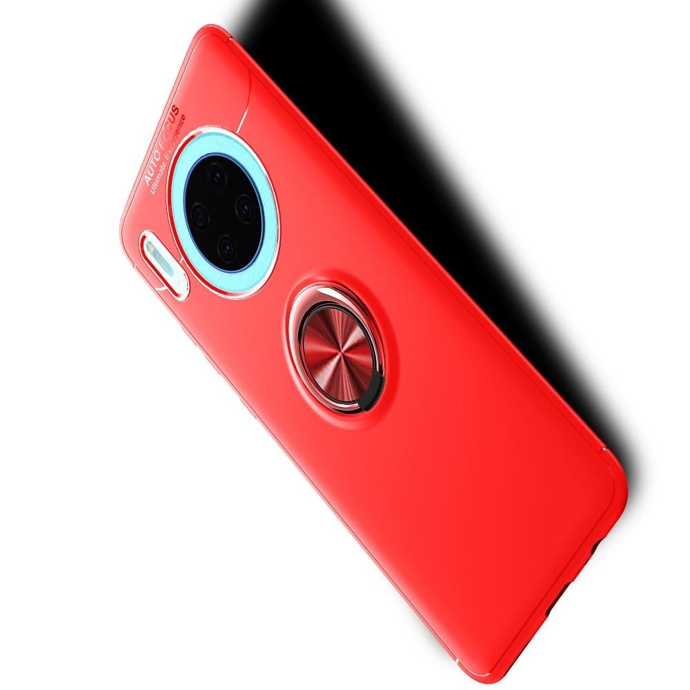 Силиконовый Чехол для Магнитного Держателя с Кольцом для Пальца Подставкой для Huawei Mate 30 Красный