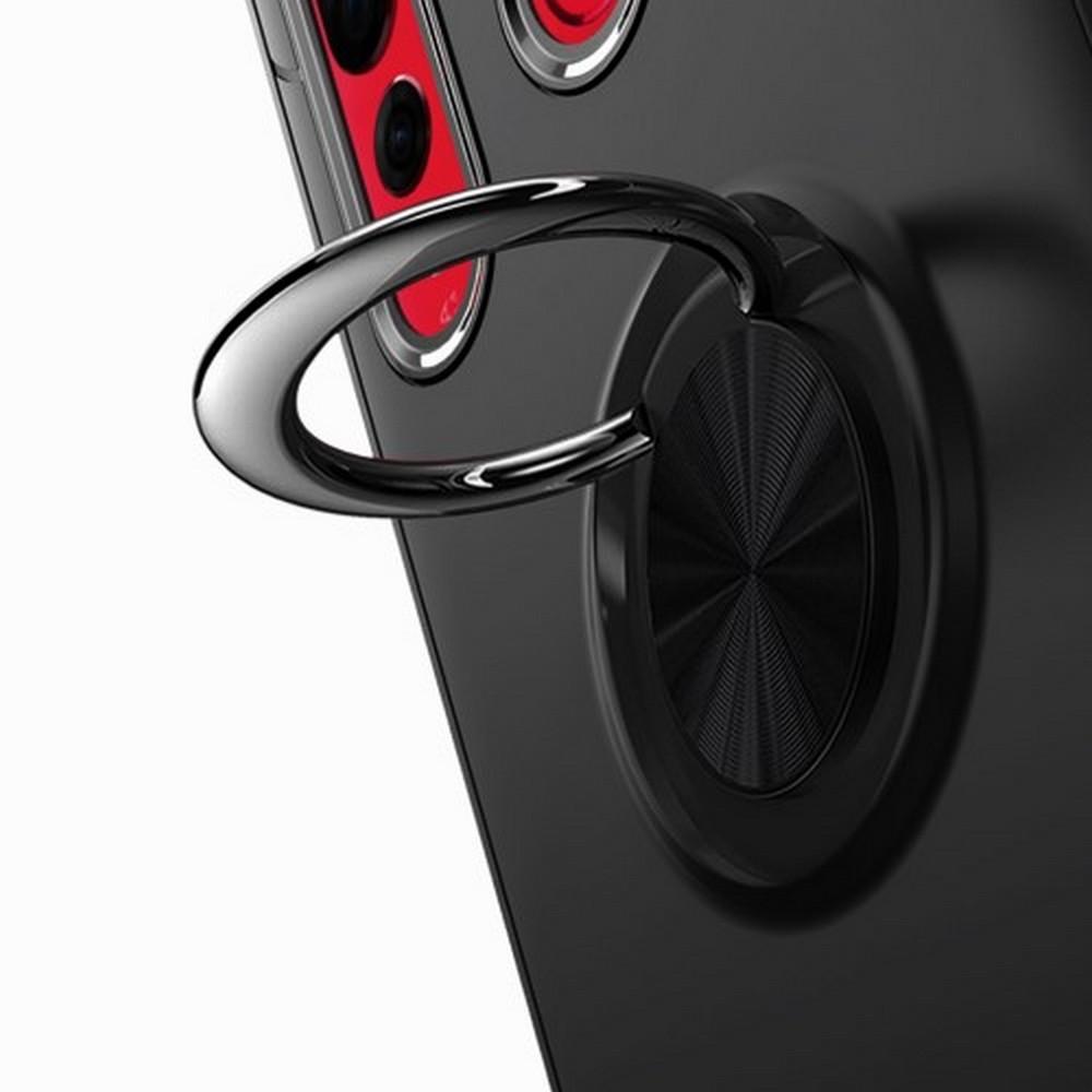 Силиконовый Чехол для Магнитного Держателя с Кольцом для Пальца Подставкой для Huawei Nova 4 Красный
