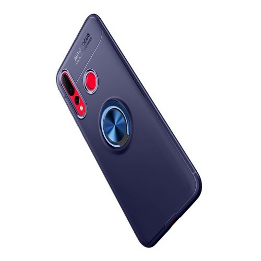 Силиконовый Чехол для Магнитного Держателя с Кольцом для Пальца Подставкой для Huawei Nova 4 Синий