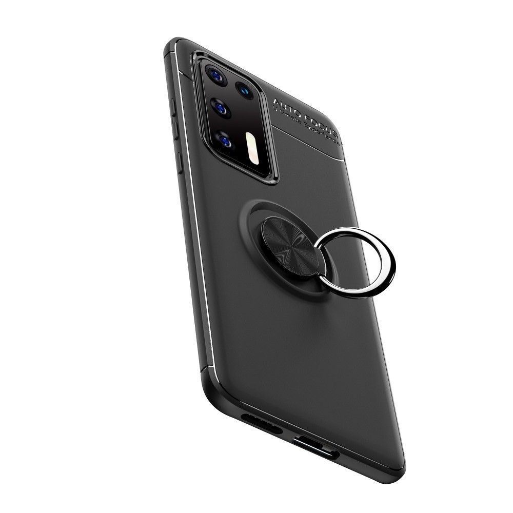 Силиконовый Чехол для Магнитного Держателя с Кольцом для Пальца Подставкой для Huawei P40 Черный