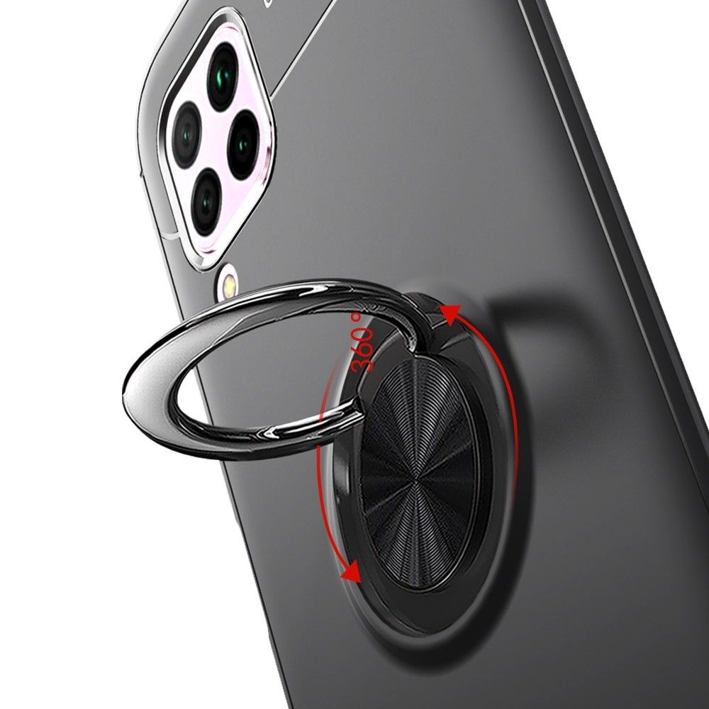 Силиконовый Чехол для Магнитного Держателя с Кольцом для Пальца Подставкой для Huawei P40 Lite Красный / Черный