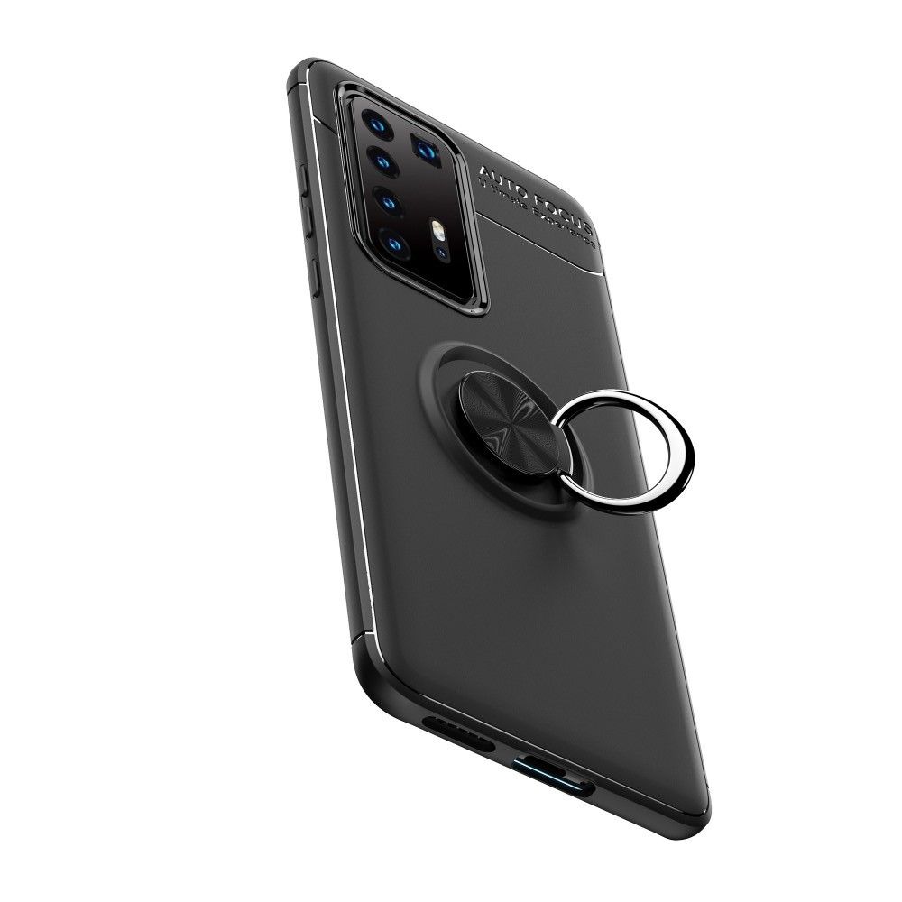 Силиконовый Чехол для Магнитного Держателя с Кольцом для Пальца Подставкой для Huawei P40 Pro Черный