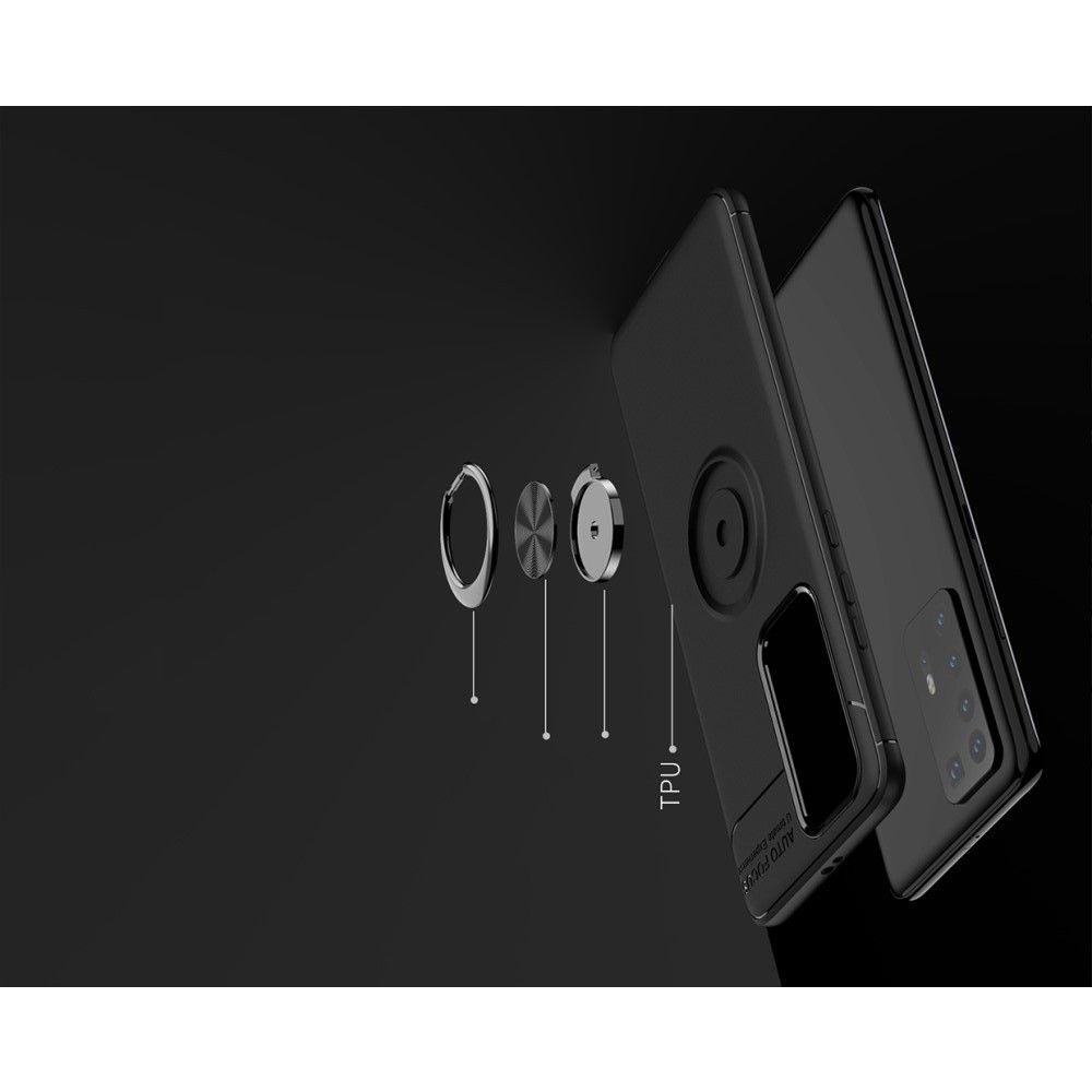 Силиконовый Чехол для Магнитного Держателя с Кольцом для Пальца Подставкой для Huawei P40 Pro+ / Pro Plus Розовое Золото / Черный