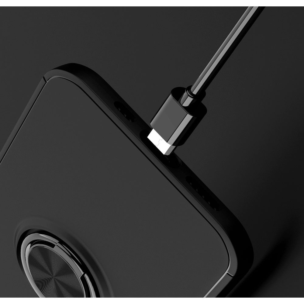 Силиконовый Чехол для Магнитного Держателя с Кольцом для Пальца Подставкой для iPhone 12 / 12 Pro Черный