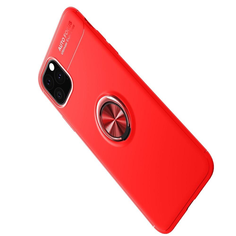 Силиконовый Чехол для Магнитного Держателя с Кольцом для Пальца Подставкой для iPhone 11 Pro Красный