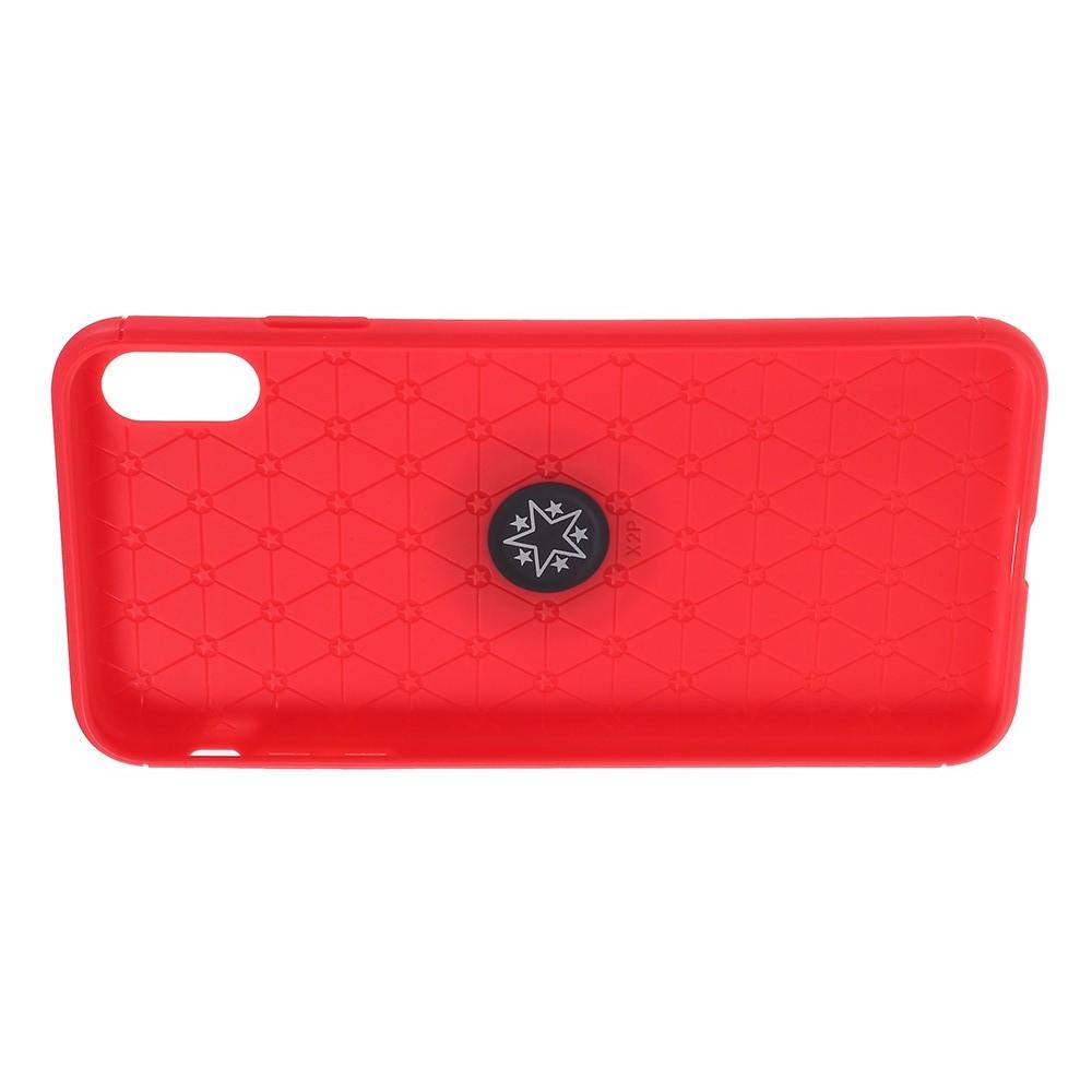 Силиконовый Чехол для Магнитного Держателя с Кольцом для Пальца Подставкой для iPhone XS Max Красный