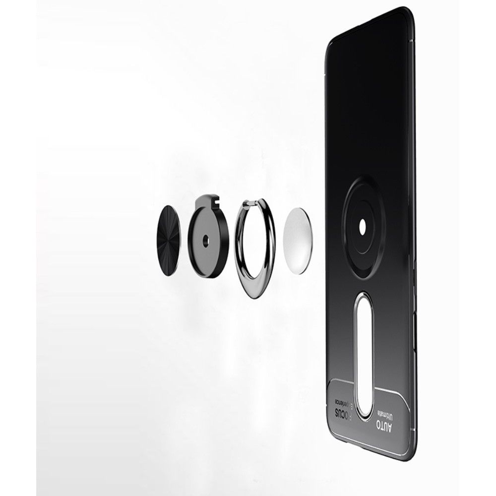 Силиконовый Чехол для Магнитного Держателя с Кольцом для Пальца Подставкой для OnePlus 8 Красный / Черный