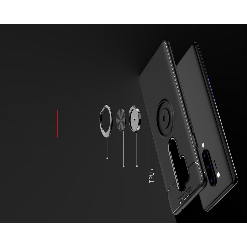 Силиконовый Чехол для Магнитного Держателя с Кольцом для Пальца Подставкой для OnePlus 8 Pro Синий / Черный