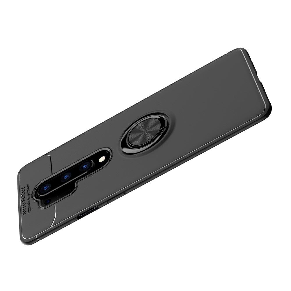 Силиконовый Чехол для Магнитного Держателя с Кольцом для Пальца Подставкой для OnePlus 8 Pro Черный