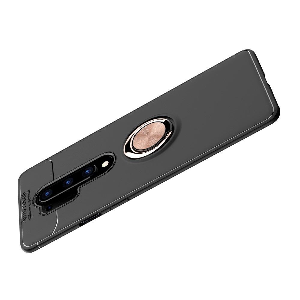 Силиконовый Чехол для Магнитного Держателя с Кольцом для Пальца Подставкой для OnePlus 8 Pro Розовый / Черный