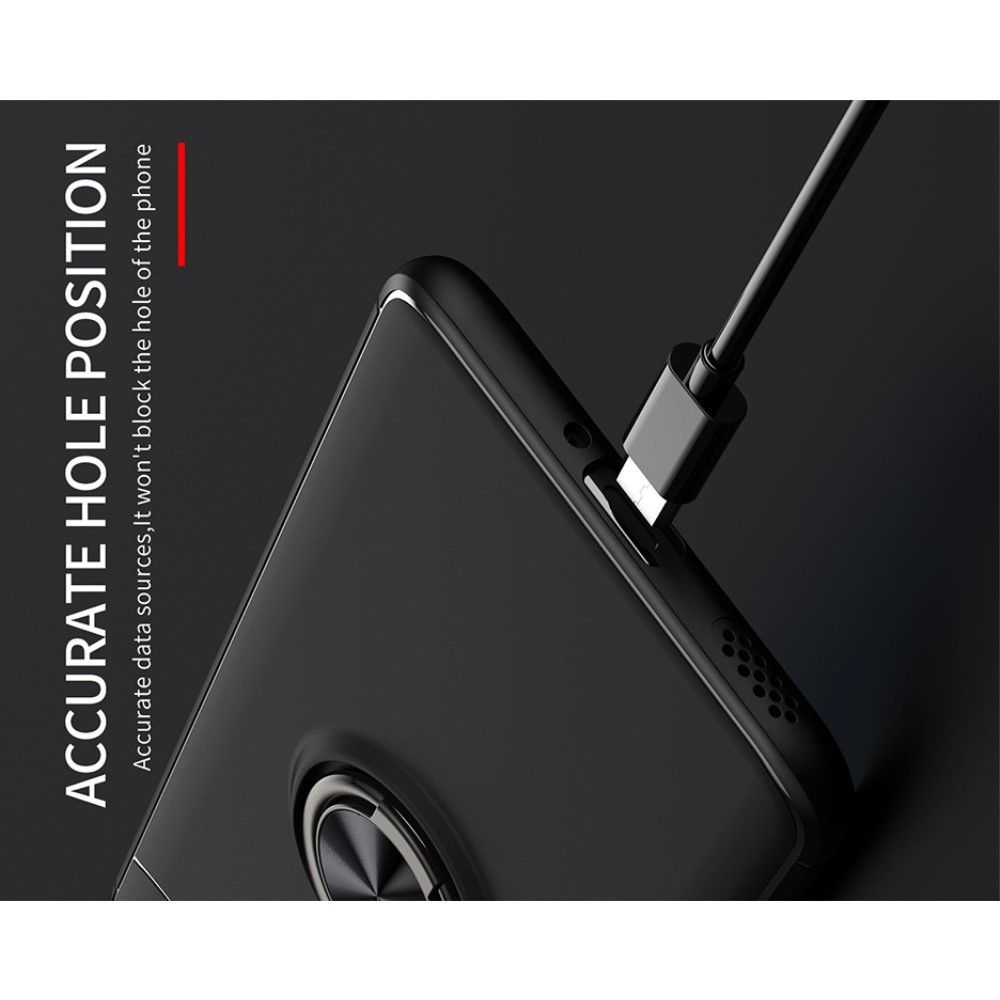 Силиконовый Чехол для Магнитного Держателя с Кольцом для Пальца Подставкой для OnePlus 9R Черный
