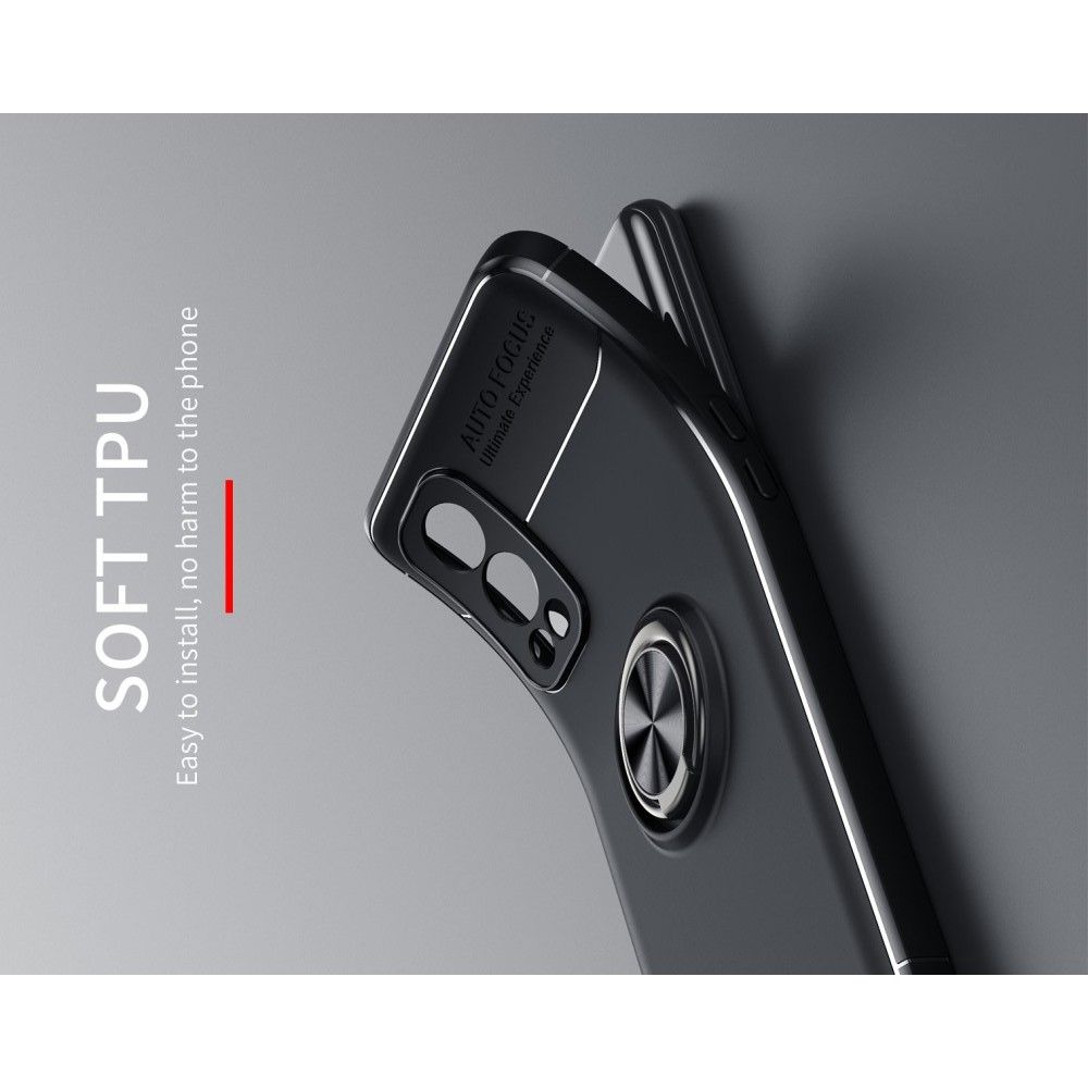 Силиконовый Чехол для Магнитного Держателя с Кольцом для Пальца Подставкой для OnePlus Nord 2 5G Синий