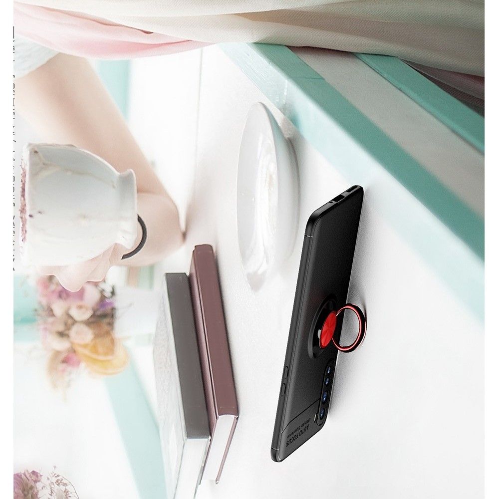 Силиконовый Чехол для Магнитного Держателя с Кольцом для Пальца Подставкой для OnePlus NORD Черный