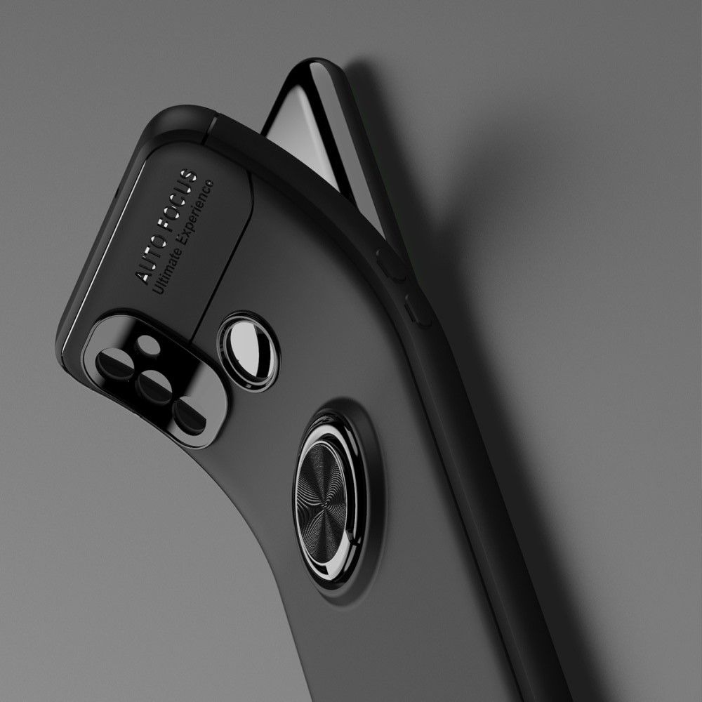 Силиконовый Чехол для Магнитного Держателя с Кольцом для Пальца Подставкой для OnePlus NORD N100 Черный