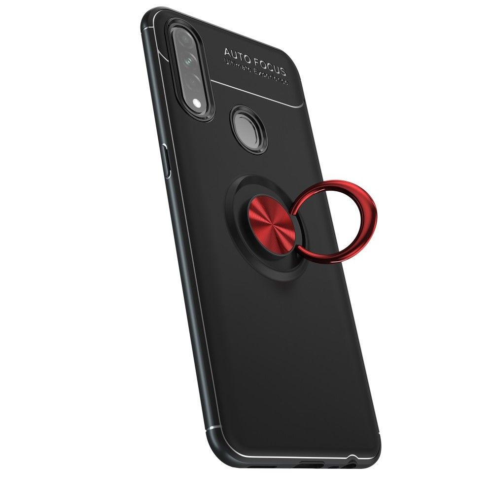 Силиконовый Чехол для Магнитного Держателя с Кольцом для Пальца Подставкой для Oppo A31 2020 Красный / Черный