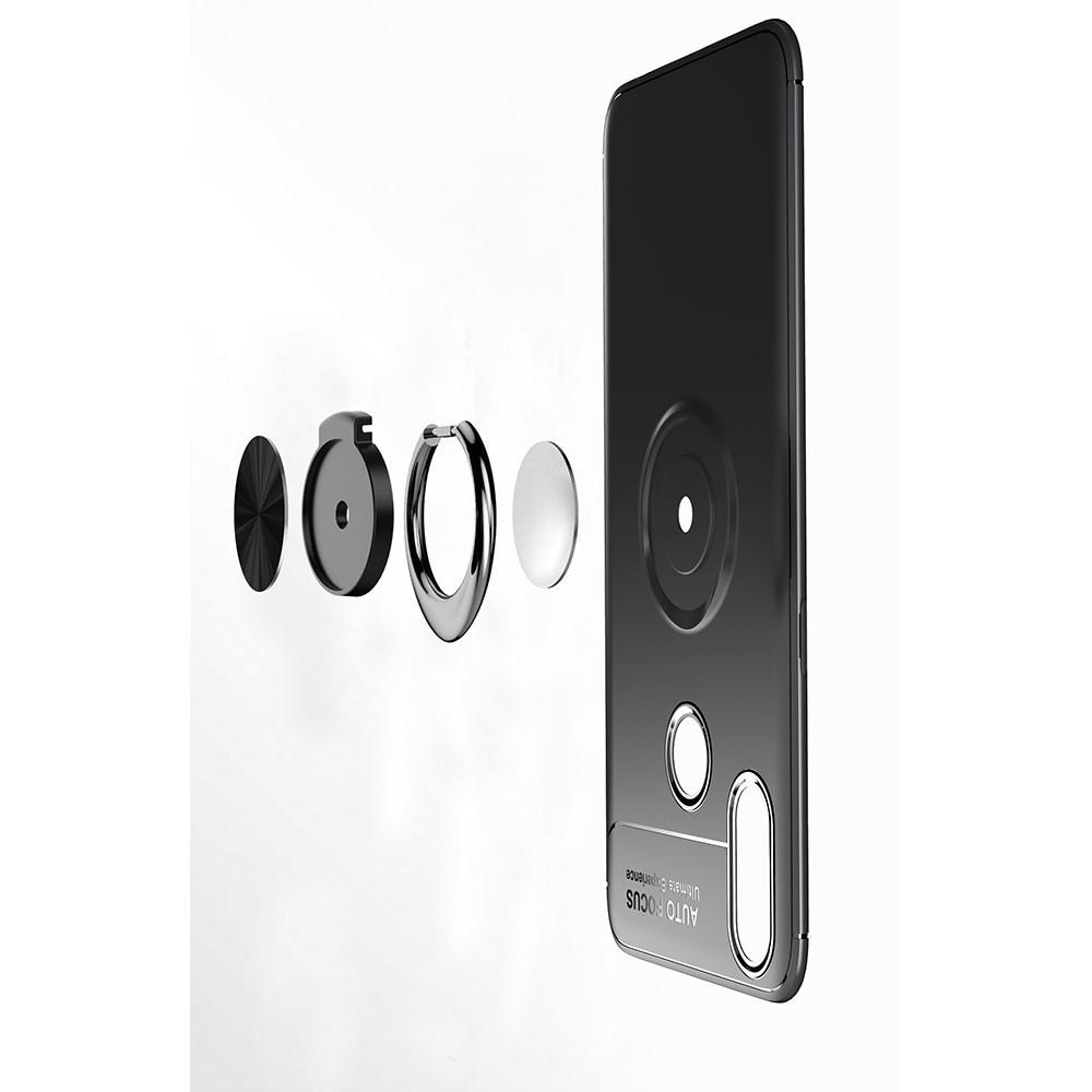 Силиконовый Чехол для Магнитного Держателя с Кольцом для Пальца Подставкой для Oppo Realme 3 Pro / X Lite Синий