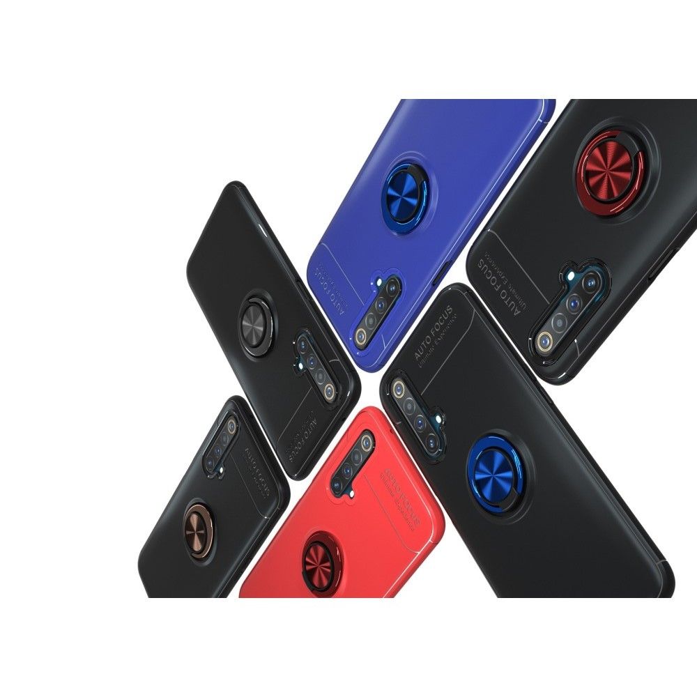 Силиконовый Чехол для Магнитного Держателя с Кольцом для Пальца Подставкой для Realme X3 Superzoom Красный / Черный