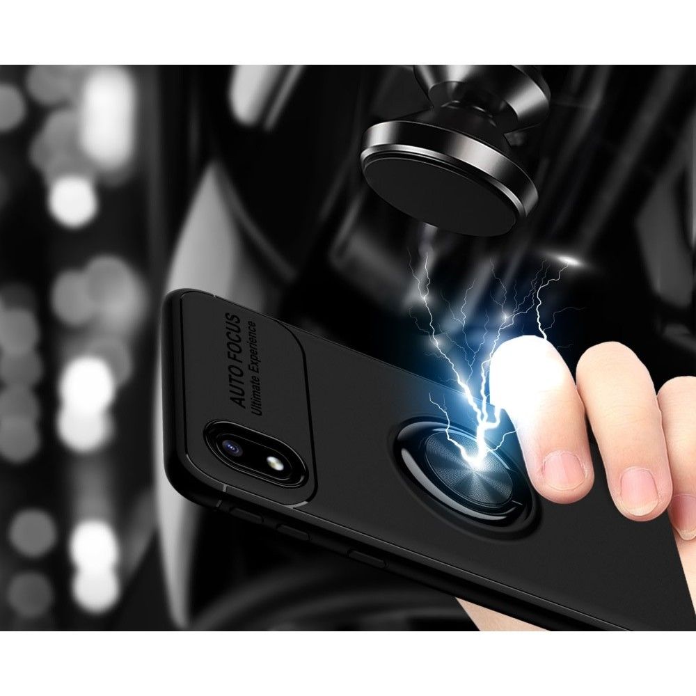 Силиконовый Чехол для Магнитного Держателя с Кольцом для Пальца Подставкой для Samsung Galaxy A01 Core Синий