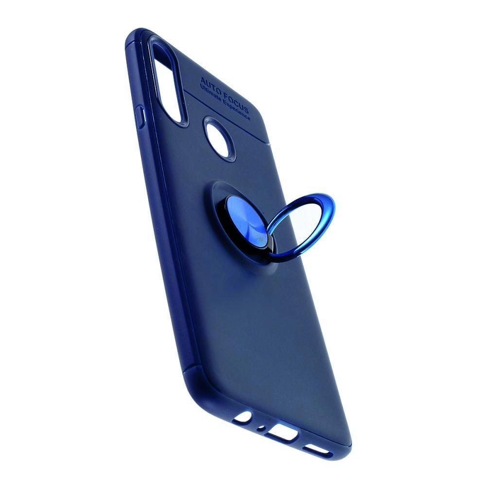 Силиконовый Чехол для Магнитного Держателя с Кольцом для Пальца Подставкой для Samsung Galaxy A20s Синий