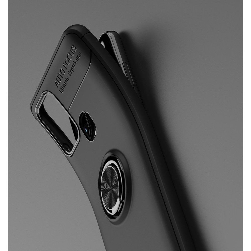 Силиконовый Чехол для Магнитного Держателя с Кольцом для Пальца Подставкой для Samsung Galaxy A21s Черный