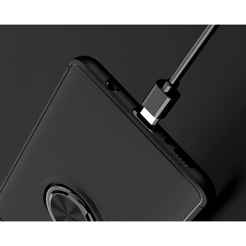 Силиконовый Чехол для Магнитного Держателя с Кольцом для Пальца Подставкой для Samsung Galaxy A21s Черный