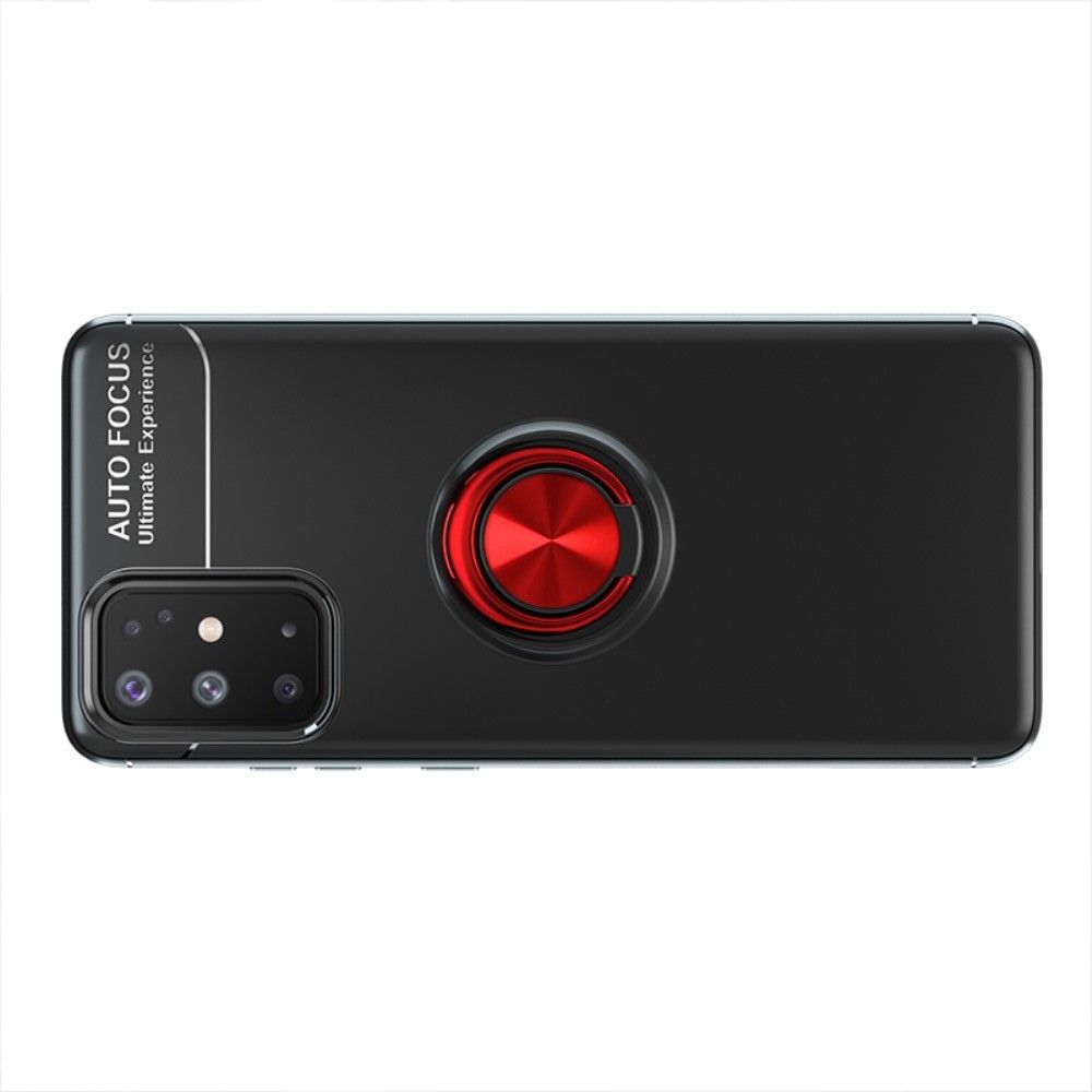 Силиконовый Чехол для Магнитного Держателя с Кольцом для Пальца Подставкой для Samsung Galaxy A31 Красный / Черный