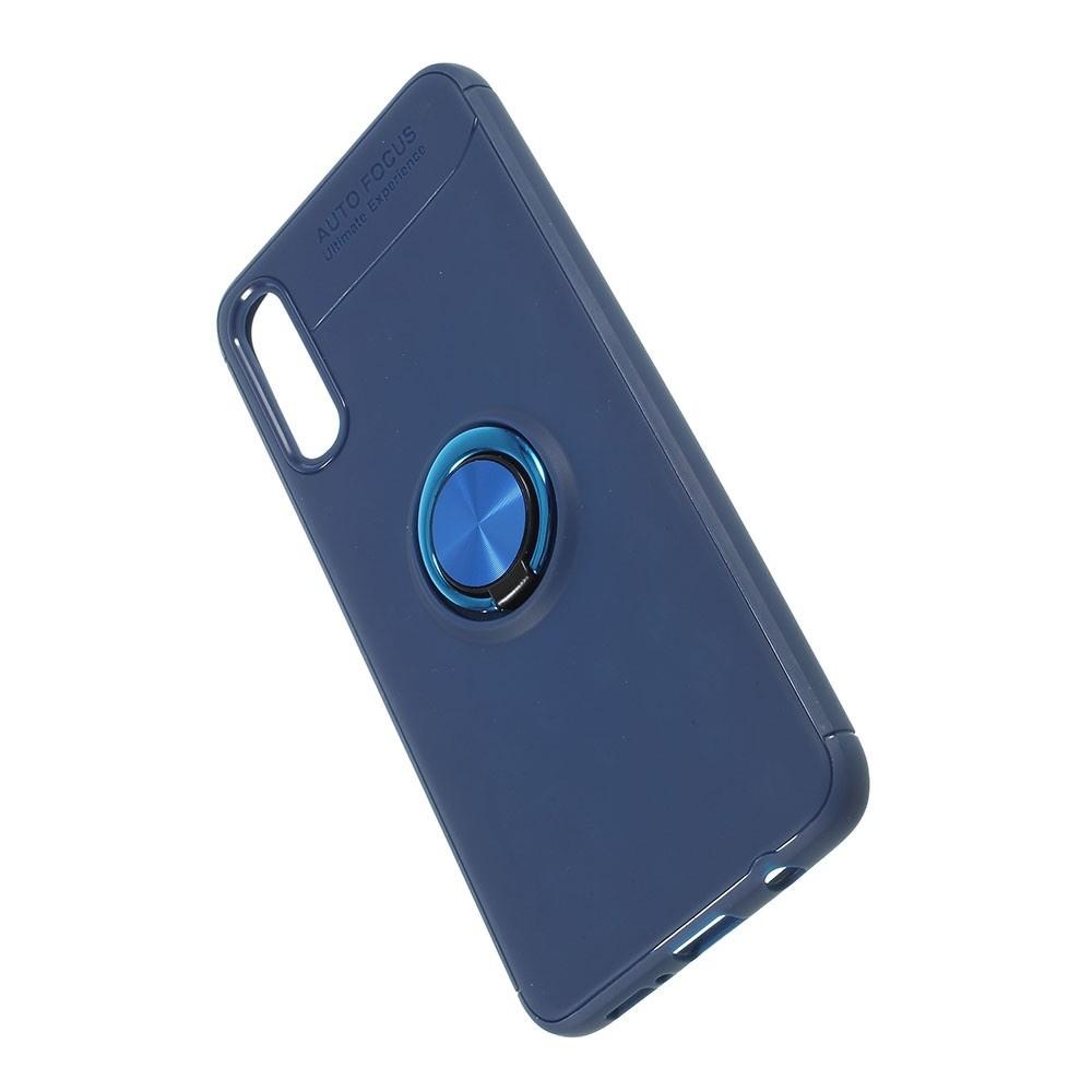 Силиконовый Чехол для Магнитного Держателя с Кольцом для Пальца Подставкой для Samsung Galaxy A50 Синий