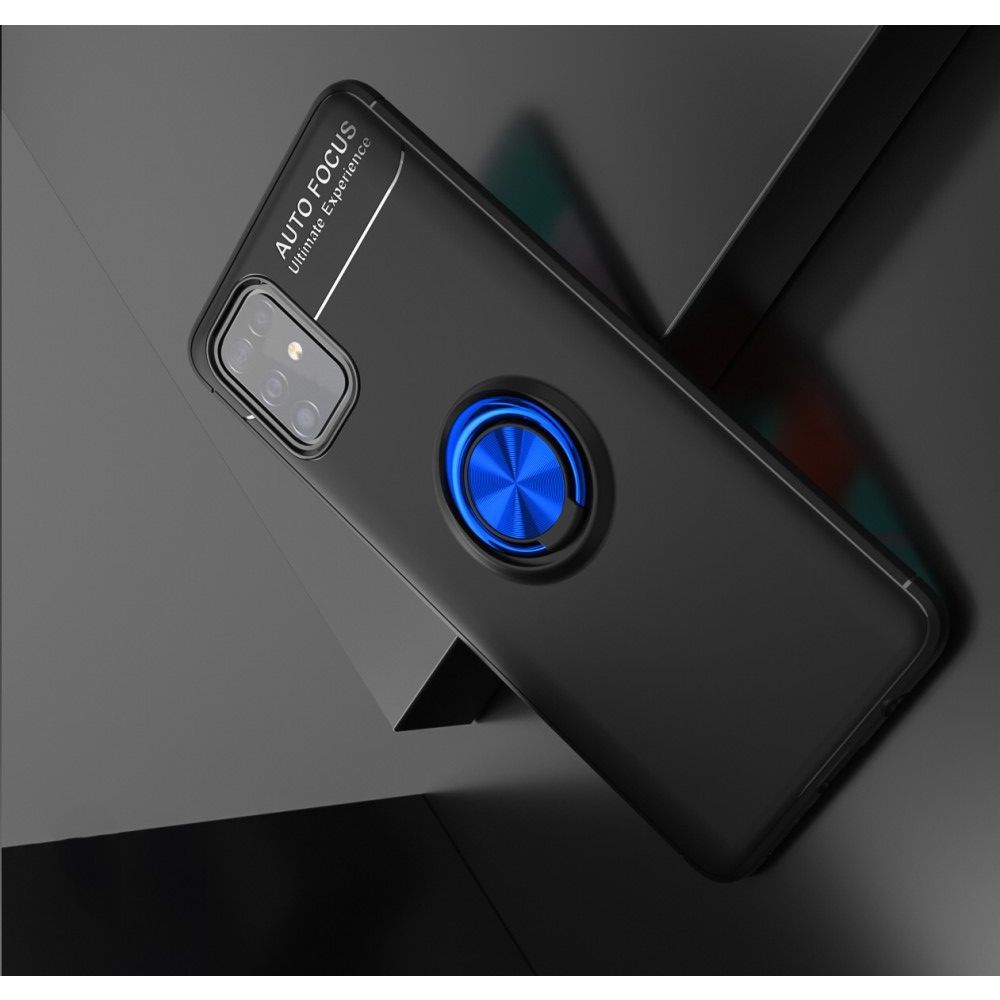 Силиконовый Чехол для Магнитного Держателя с Кольцом для Пальца Подставкой для Samsung Galaxy A51 Красный
