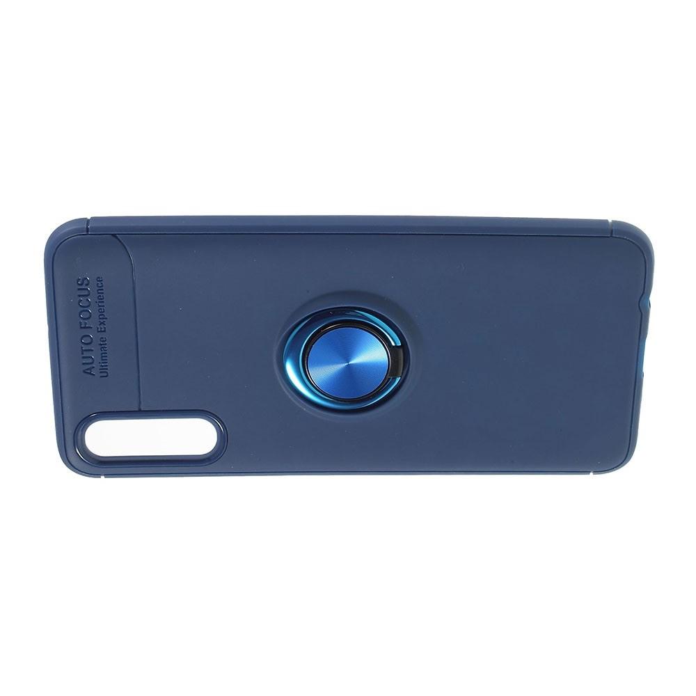 Силиконовый Чехол для Магнитного Держателя с Кольцом для Пальца Подставкой для Samsung Galaxy A70 Синий