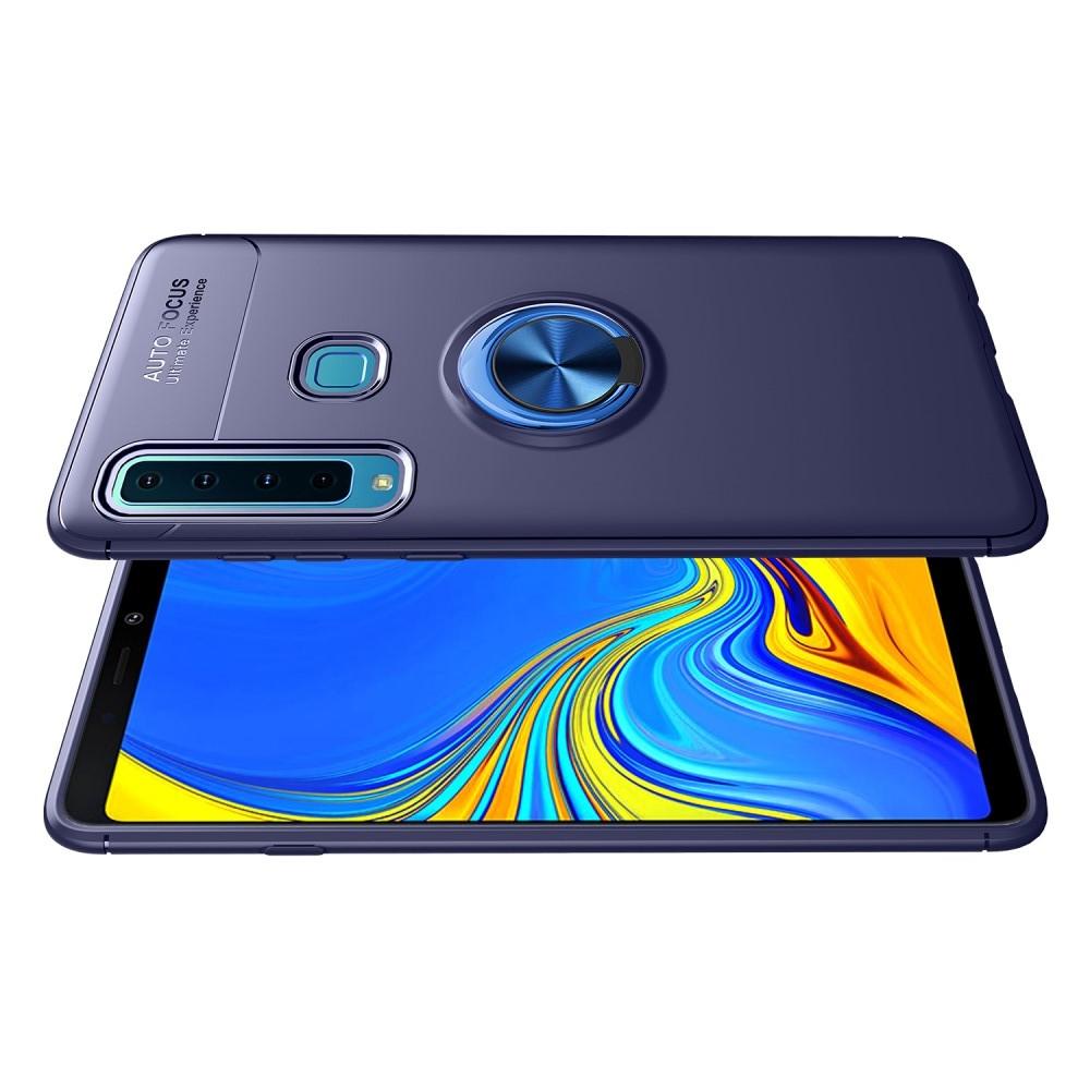 Силиконовый Чехол для Магнитного Держателя с Кольцом для Пальца Подставкой для Samsung Galaxy A9 2018 SM-A920F Синий