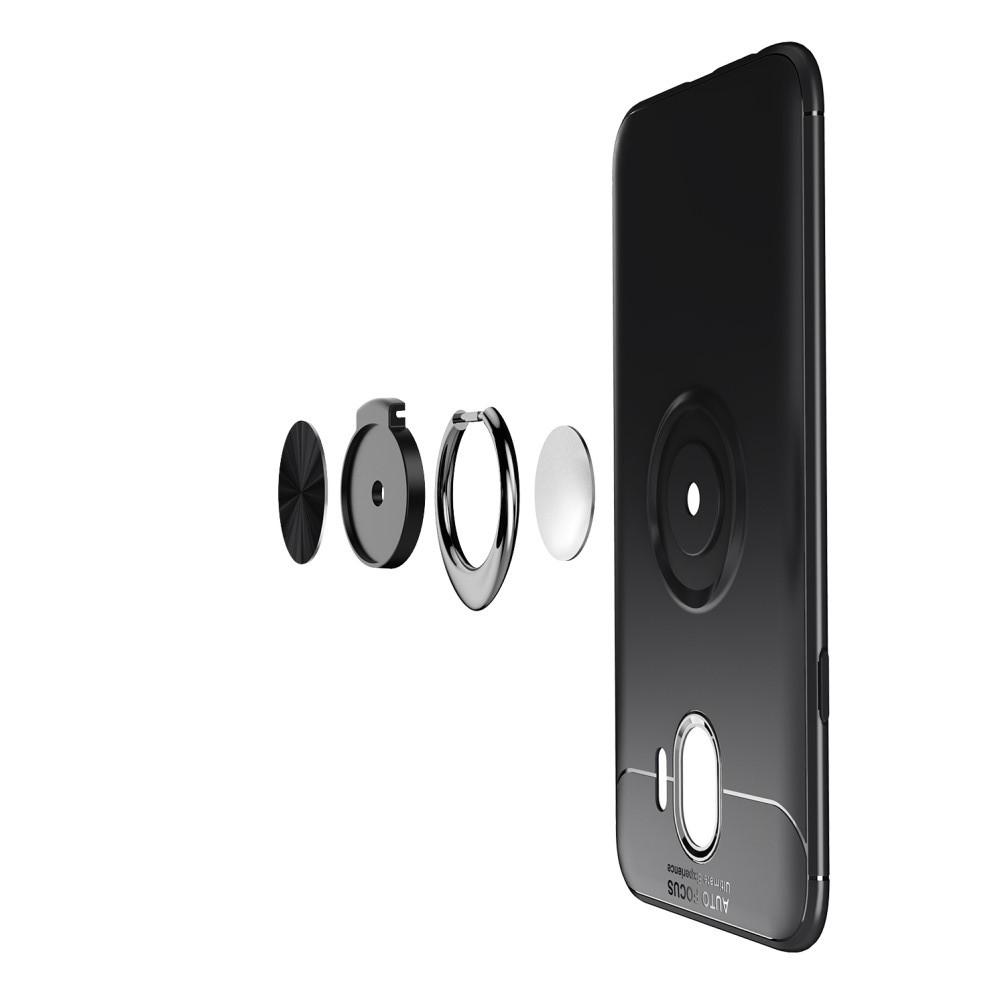 Силиконовый Чехол для Магнитного Держателя с Кольцом для Пальца Подставкой для Samsung Galaxy J4 2018 SM-J400 Красный