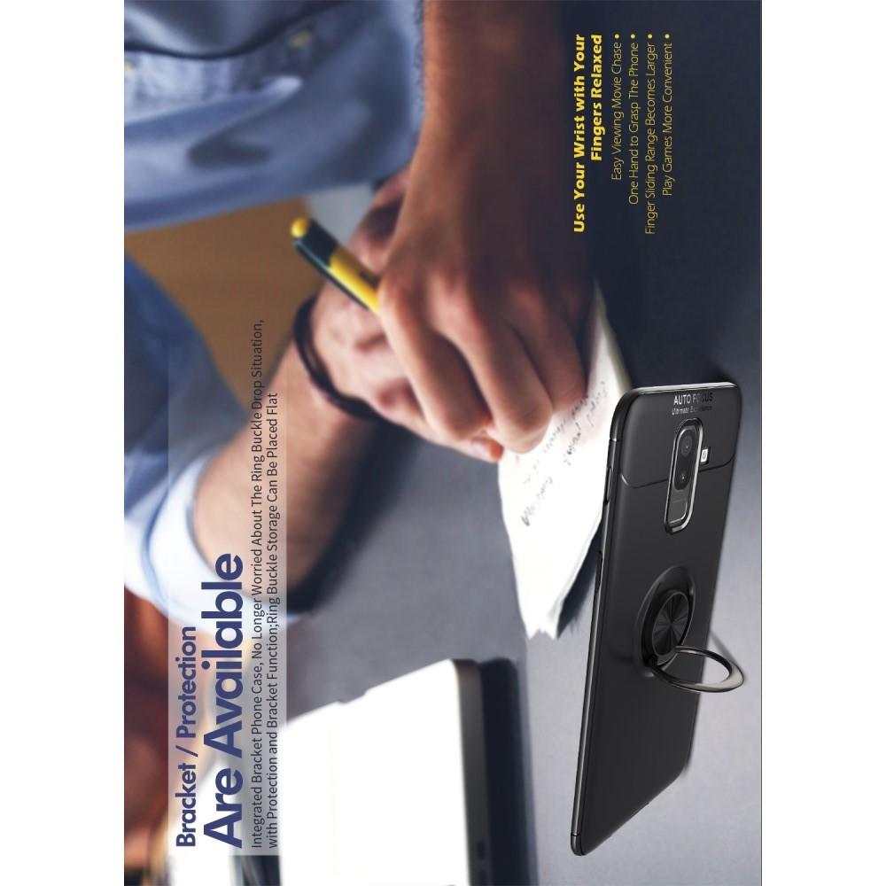 Силиконовый Чехол для Магнитного Держателя с Кольцом для Пальца Подставкой для Samsung Galaxy J4 Plus SM-J415 Синий