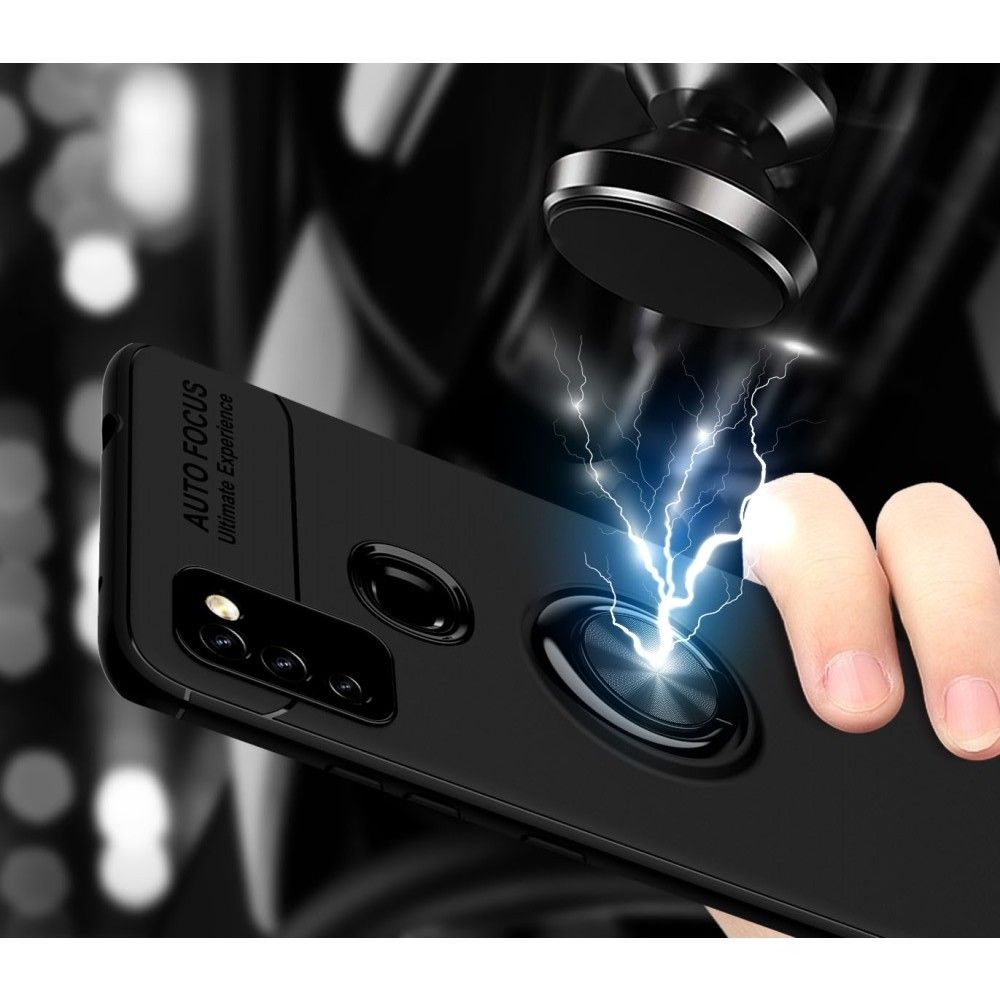 Силиконовый Чехол для Магнитного Держателя с Кольцом для Пальца Подставкой для Samsung Galaxy M51 Красный / Черный