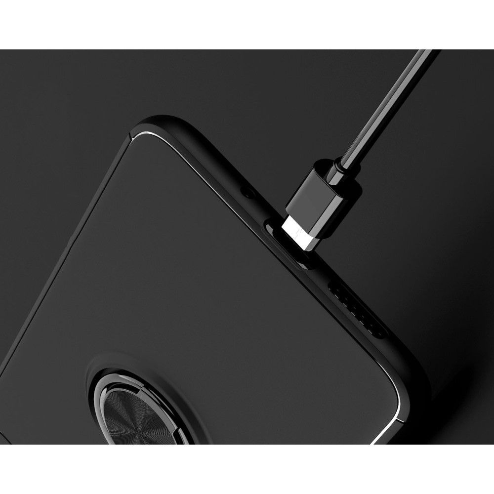 Силиконовый Чехол для Магнитного Держателя с Кольцом для Пальца Подставкой для Samsung Galaxy M51 Черный