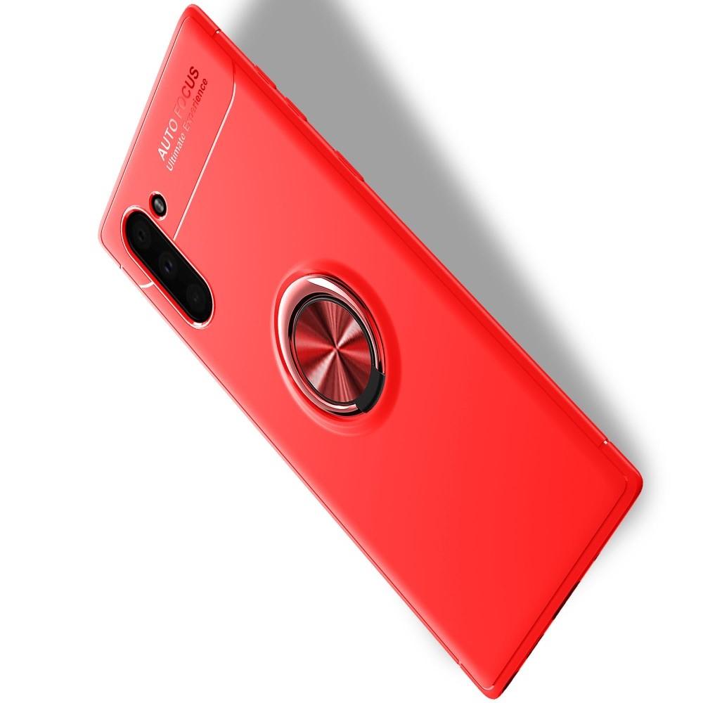 Силиконовый Чехол для Магнитного Держателя с Кольцом для Пальца Подставкой для Samsung Galaxy Note 10 Красный