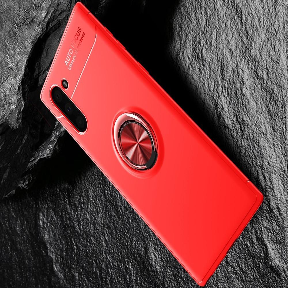 Силиконовый Чехол для Магнитного Держателя с Кольцом для Пальца Подставкой для Samsung Galaxy Note 10 Красный
