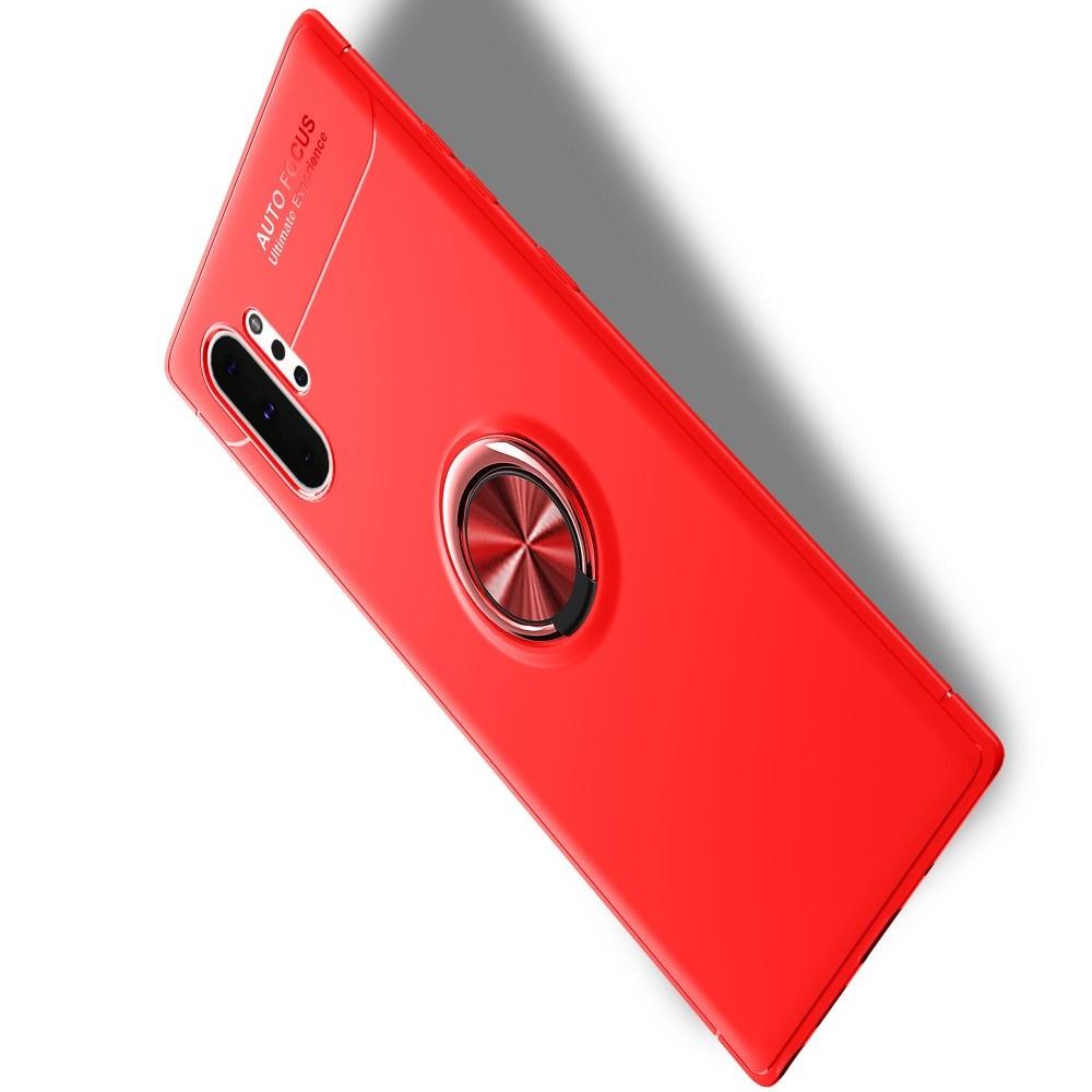 Силиконовый Чехол для Магнитного Держателя с Кольцом для Пальца Подставкой для Samsung Galaxy Note 10 Plus Красный
