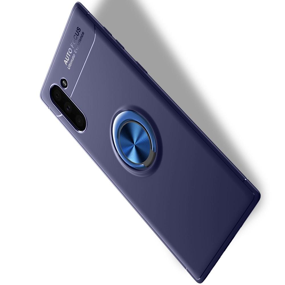 Силиконовый Чехол для Магнитного Держателя с Кольцом для Пальца Подставкой для Samsung Galaxy Note 10 Синий