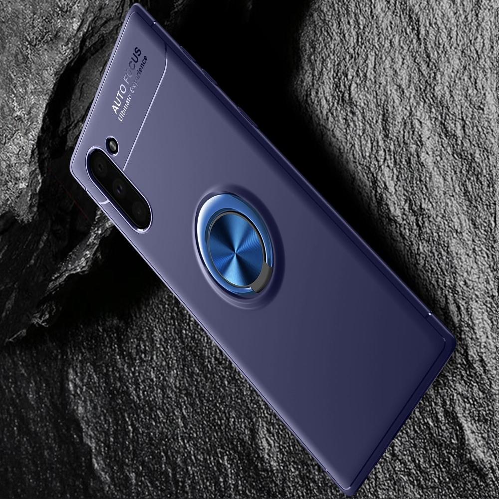 Силиконовый Чехол для Магнитного Держателя с Кольцом для Пальца Подставкой для Samsung Galaxy Note 10 Синий